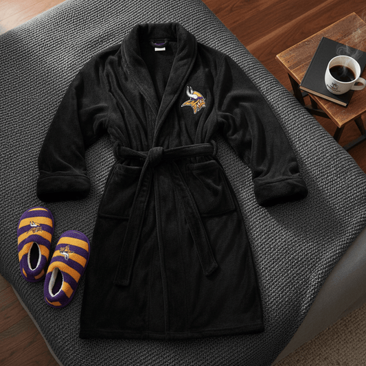 NFL Minnesota Vikings Plush ROBE, Team Logo Embroidered - Fan Trendz