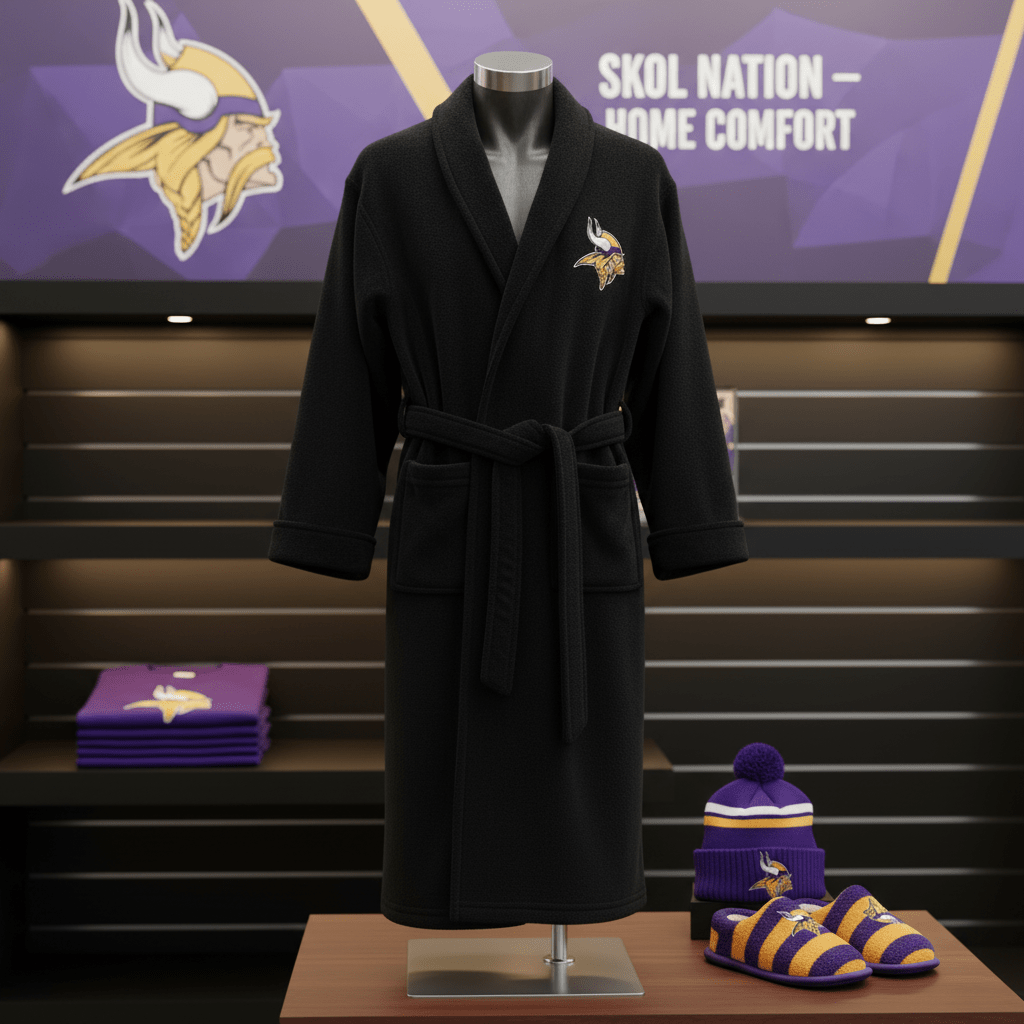 NFL Minnesota Vikings Plush ROBE, Team Logo Embroidered - Fan Trendz