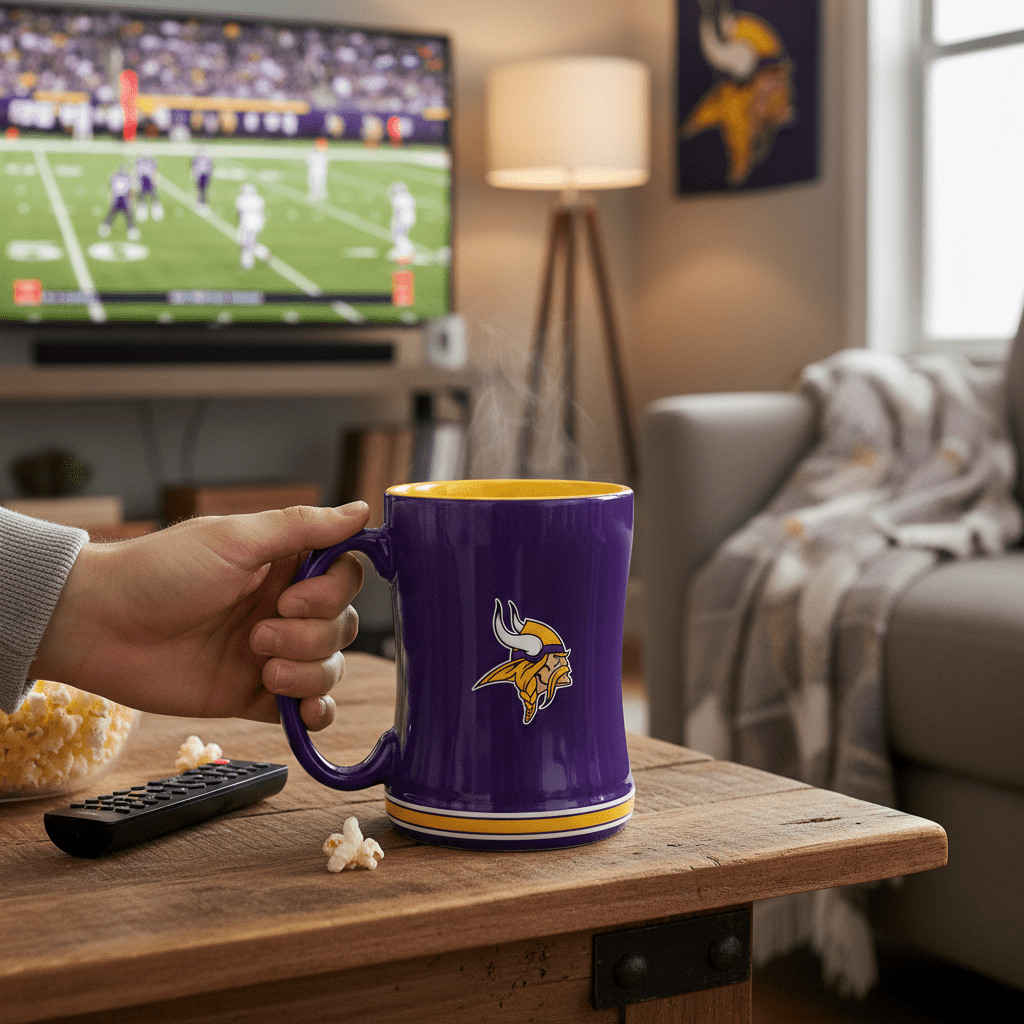 NFL Minnesota Vikings Team Color 14oz Embossed Ceramic Relief Mug - Fan Trendz