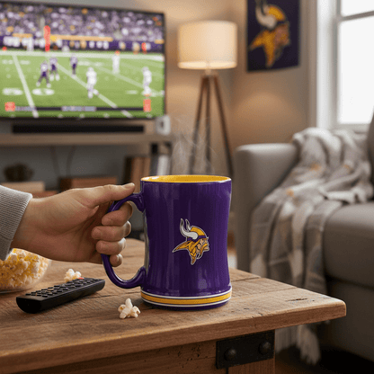 NFL Minnesota Vikings Team Color 14oz Embossed Ceramic Relief Mug - Fan Trendz