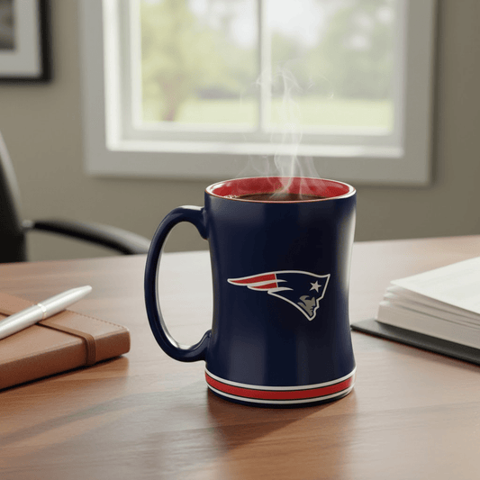 NFL New England Patriots Team Color 14oz Embossed Ceramic Relief Mug - Fan Trendz
