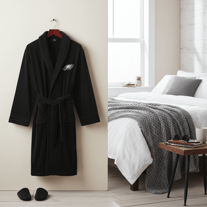 NFL Philadelphia Eagles Plush ROBE, Team Logo Embroidered - Officially Licensed My Store Fan Gear - Apparel category - Fan Trendz