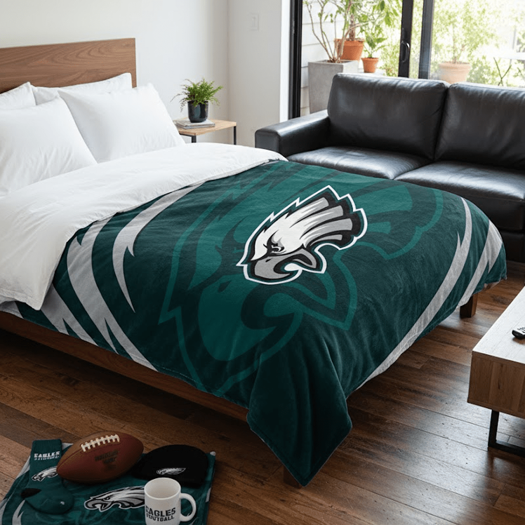 NFL Philadelphia Eagles Queen Size Plush Blankets - Officially Licensed My Store Fan Gear - Apparel category - Fan Trendz