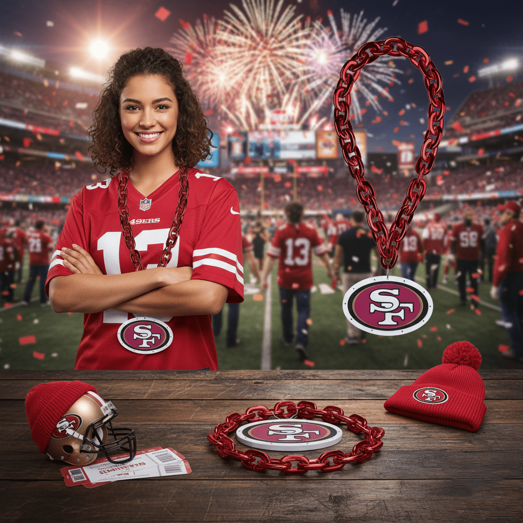 NFL San Francisco 49ers, Light up Big Logo Fan Chain - Officially Licensed My Store Fan Gear - Apparel category - Fan Trendz