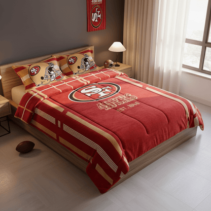 NFL San Francisco 49ers Queen Size Cloud Comforter 3 pc set - Officially Licensed My Store Fan Gear - Apparel category - Fan Trendz