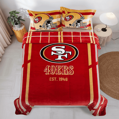 NFL San Francisco 49ers Queen Size Cloud Comforter 3 pc set - Officially Licensed My Store Fan Gear - Apparel category - Fan Trendz