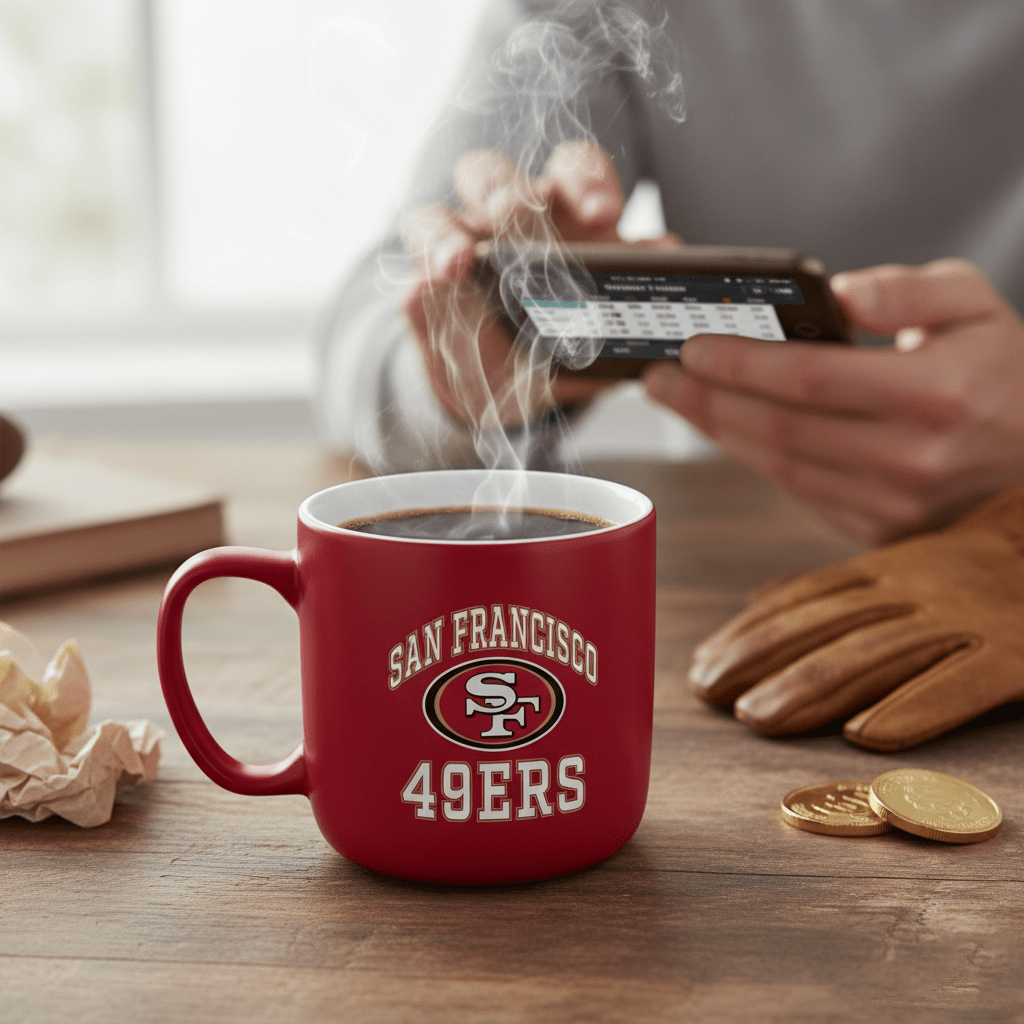 NFL San Francisco 49ers Team Color 14oz Embossed Ceramic Relief Mug - Officially Licensed My Store Fan Gear - Apparel category - Fan Trendz