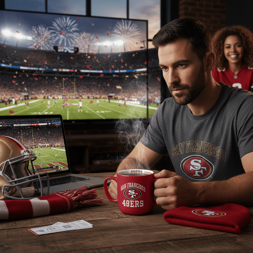 NFL San Francisco 49ers Team Color 14oz Embossed Ceramic Relief Mug - Officially Licensed My Store Fan Gear - Apparel category - Fan Trendz