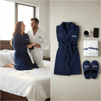 NFL Seattle Seahawks Plush ROBE, Team Logo Embroidered - Fan Trendz