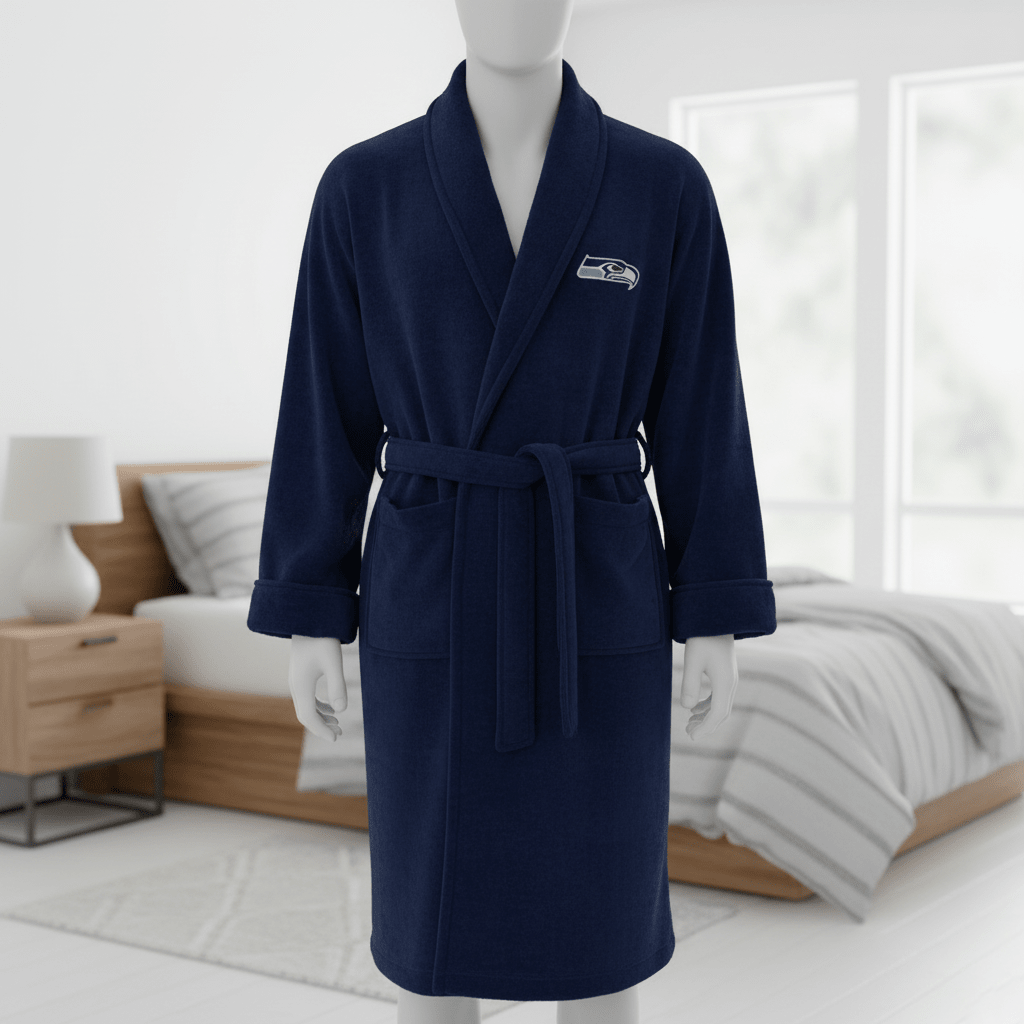 NFL Seattle Seahawks Plush ROBE, Team Logo Embroidered - Fan Trendz