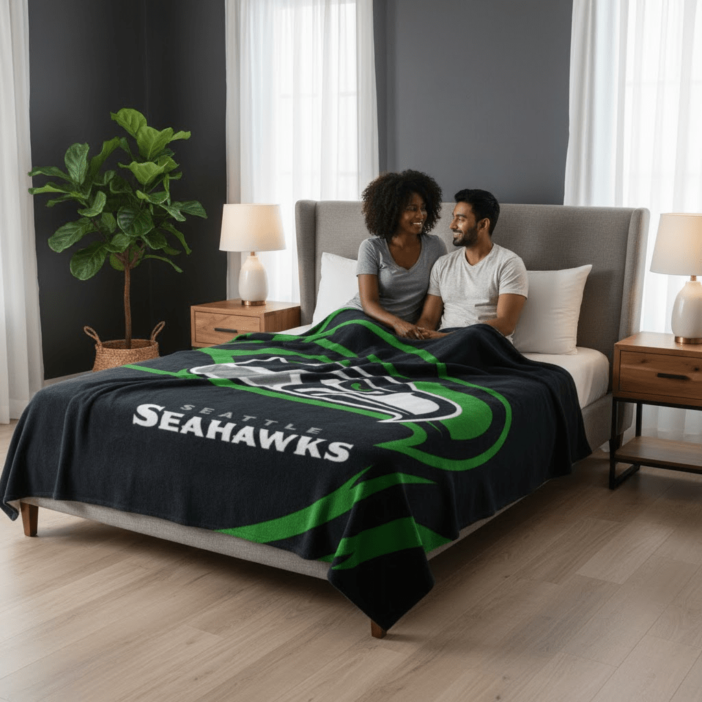 NFL Seattle Seahawks Queen Size Plush Blanket - Fan Trendz