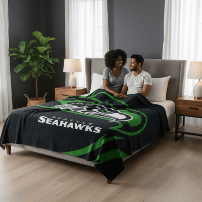 NFL Seattle Seahawks Queen Size Plush Blanket - Fan Trendz