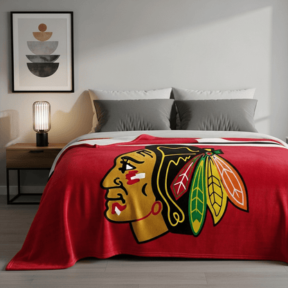 NHL Chicago Blackhawks 60x80" Plush Blanket - Officially Licensed My Store Fan Gear - Apparel category - Fan Trendz