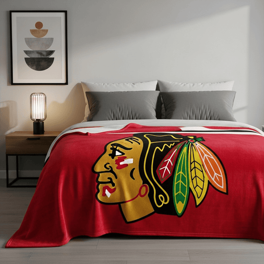 NHL Chicago Blackhawks 60x80" Plush Blanket - Officially Licensed My Store Fan Gear - Apparel category - Fan Trendz