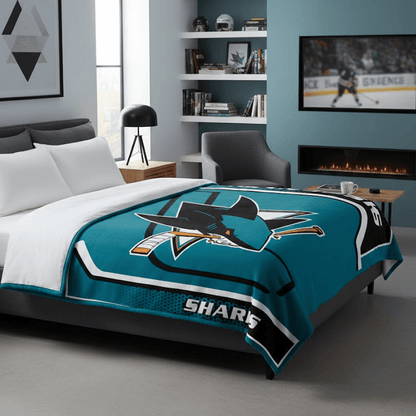 NHL San Jose Shaks NHL Queen Size Blanket - Officially Licensed My Store Fan Gear - Apparel category - Fan Trendz