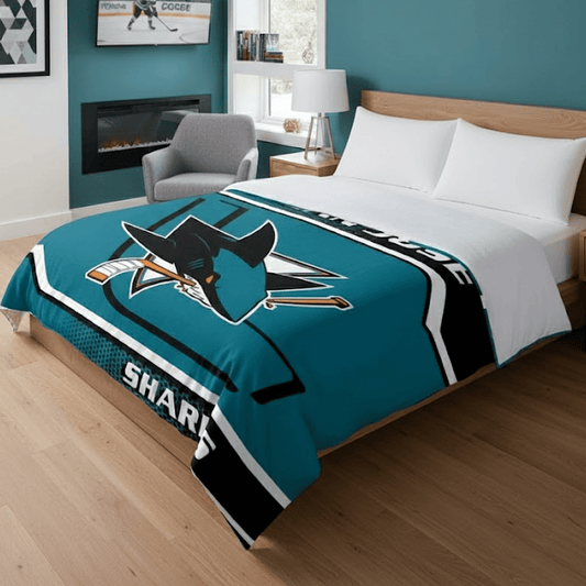NHL San Jose Shaks NHL Queen Size Blanket - Fan Trendz