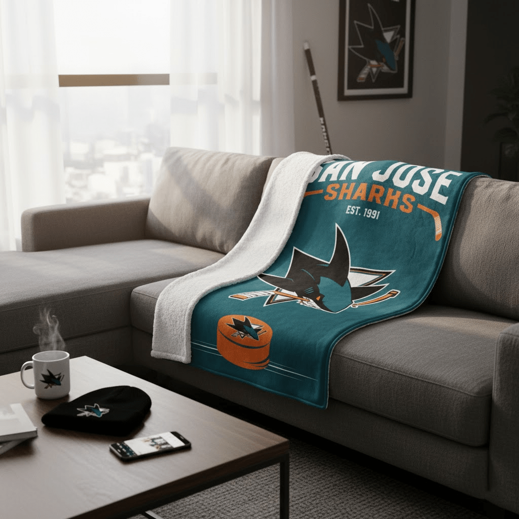 NHL San Jose Sharks 60 x 80" Plush Blanket - Officially Licensed My Store Fan Gear - Apparel category - Fan Trendz