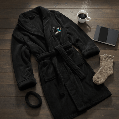 NHL San Jose Sharks Plush ROBE, Team Logo Embroidered - Officially Licensed My Store Fan Gear - Apparel category - Fan Trendz