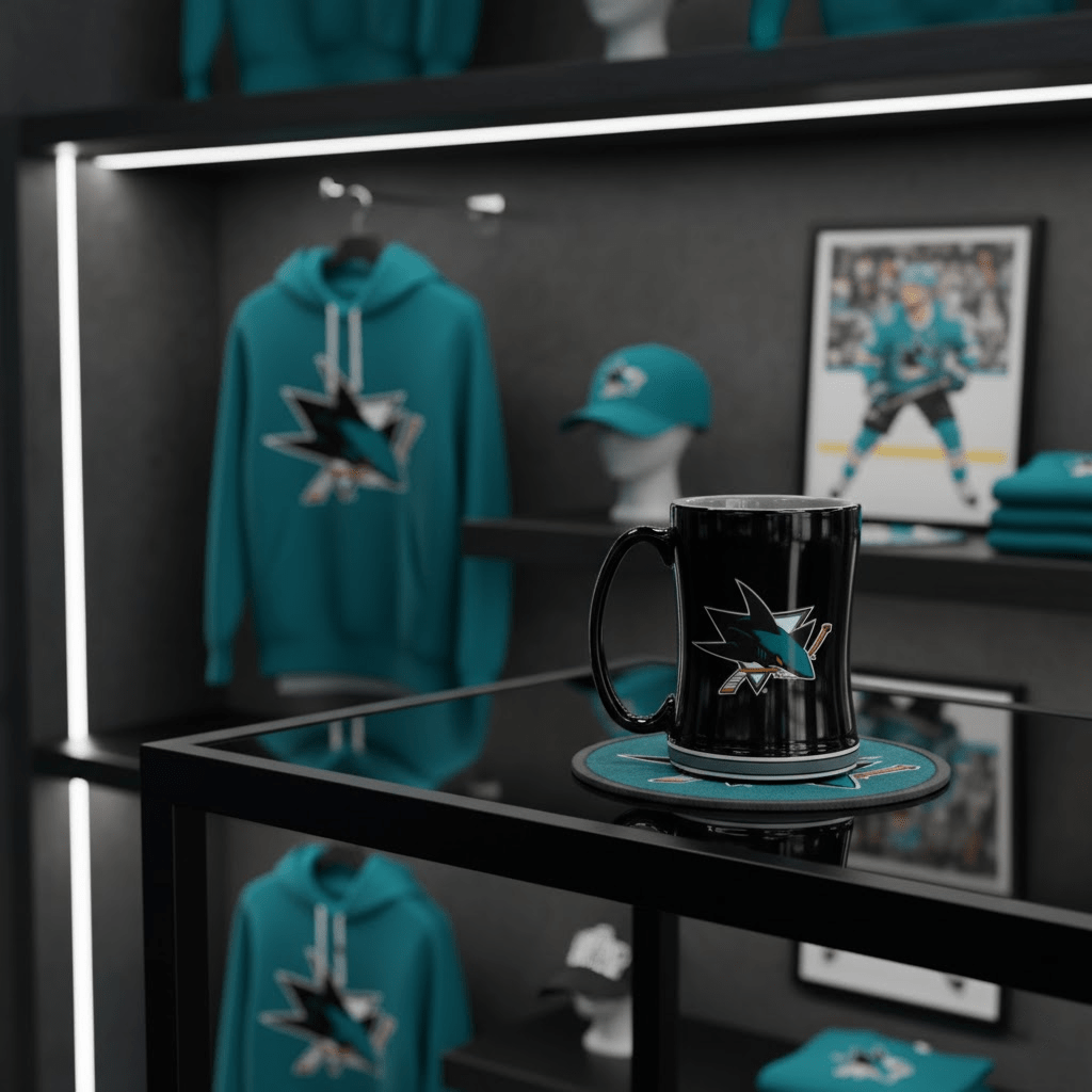 NHL San Jose Sharks Team Color 14oz Embossed Ceramic Relief Mug - Officially Licensed My Store Fan Gear - Apparel category - Fan Trendz