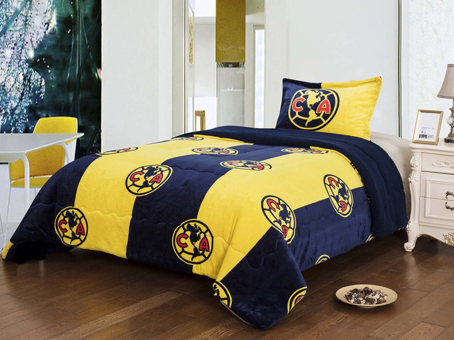 Soccer 3pc Sherpa (Borrego) Set, Club America twin size - Officially Licensed My Store Fan Gear - Apparel category - Fan Trendz