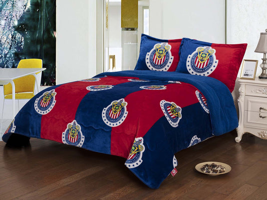 Soccer Chivas King Size 3pc Sherpa (Borrego) Set - Officially Licensed My Store Fan Gear - Apparel category - Fan Trendz