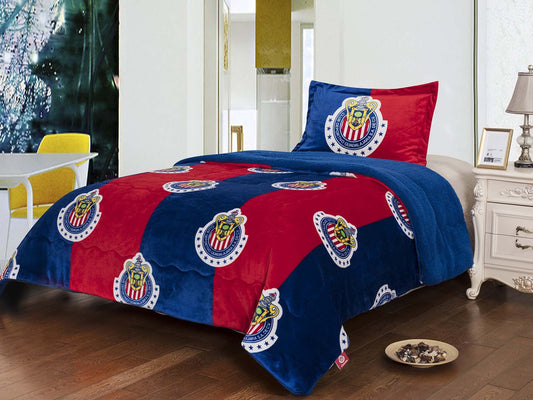 Soccer Chivas Twin Size 3pc Sherpa (Borrego) Set - Officially Licensed My Store Fan Gear - Apparel category - Fan Trendz