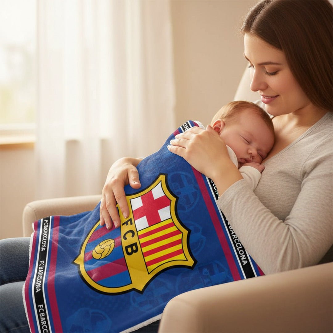 Soccer FC Barcelona Baby Size Reversible Blanket - Officially Licensed My Store Fan Gear - Apparel category - Fan Trendz