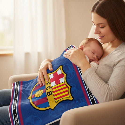 Soccer FC Barcelona Baby Size Reversible Blanket - Fan Trendz