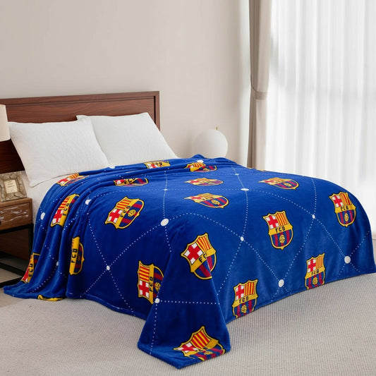 Soccer FC Barcelona King Size Fluffy Fleece Blanket ( Super Plush) - Officially Licensed My Store Fan Gear - Apparel category - Fan Trendz