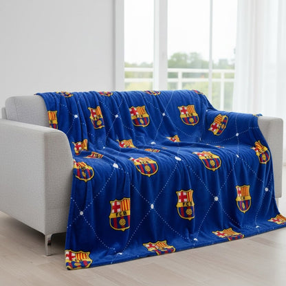 Soccer FC Barcelona King Size Fluffy Fleece Blanket ( Super Plush) - Officially Licensed My Store Fan Gear - Apparel category - Fan Trendz