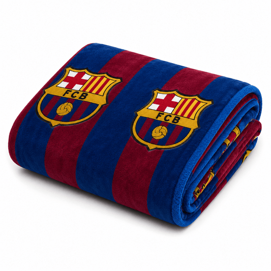 Soccer FC Barcelona, Silk Touch Sherpa (Borrego) Lined Throw Blanket - Officially Licensed My Store Fan Gear - Apparel category - Fan Trendz