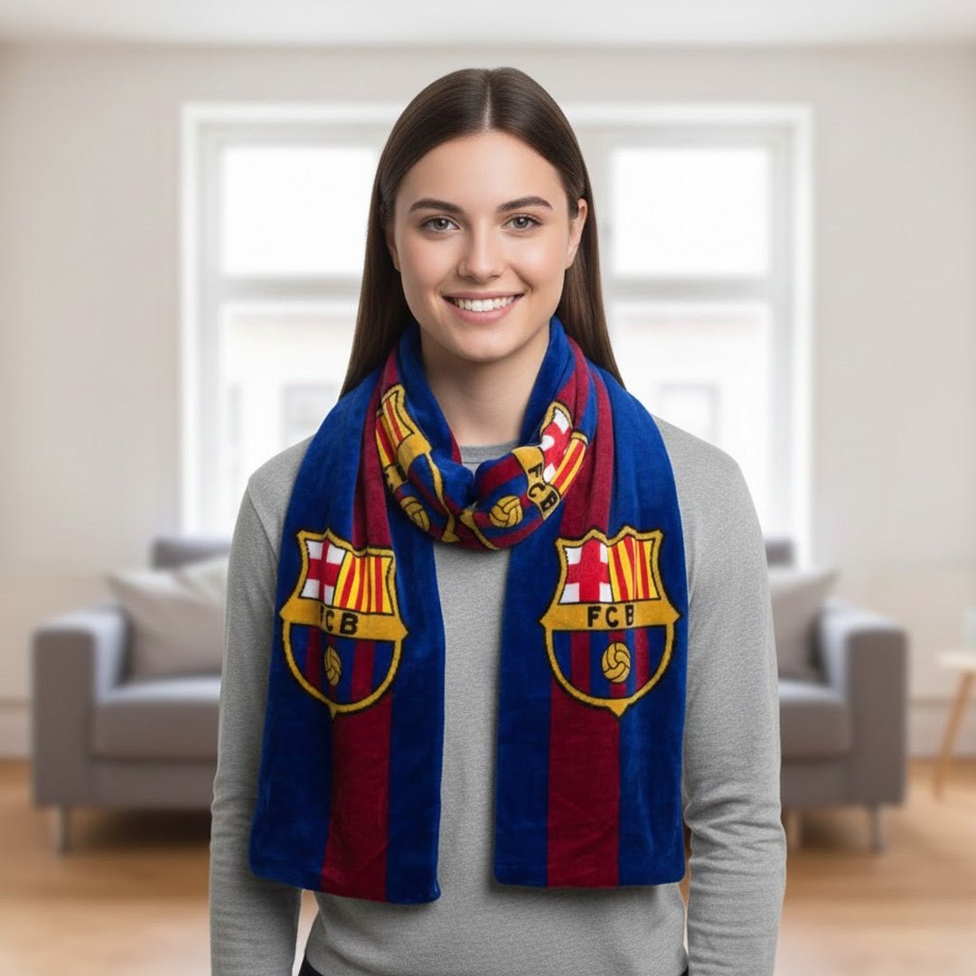 Soccer FCBarcelona Silk Touch Scarf - Officially Licensed My Store Fan Gear - Apparel category - Fan Trendz