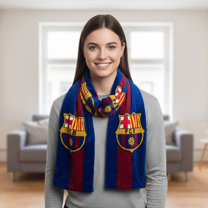 Soccer FCBarcelona Silk Touch Scarf - Officially Licensed My Store Fan Gear - Apparel category - Fan Trendz