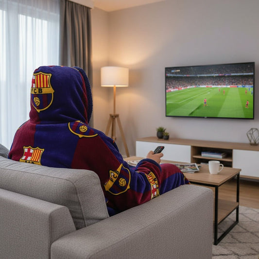 Soccer FCBarcelona, Wearable Hooded Blanket - Fan Trendz