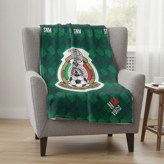 Soccer Mexico (AOP), V5 Sherpa (Borrego) Lined Throw Blanket - Fan Trendz