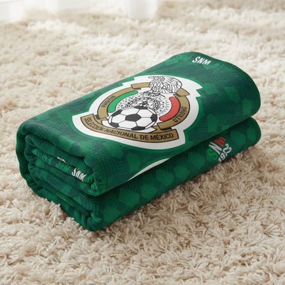 Soccer Mexico (AOP), V5 Sherpa (Borrego) Lined Throw Blanket - Officially Licensed My Store Fan Gear - Apparel category - Fan Trendz