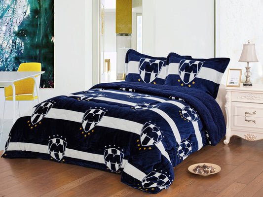 Soccer Monterrey Rayados King Size 3 pc Sherpa (Borrego) Set - Fan Trendz