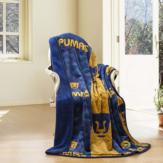 Soccer Pumas, Silk Touch Sherpa (Borrego) Lined Throw Blanket - Officially Licensed My Store Fan Gear - Apparel category - Fan Trendz