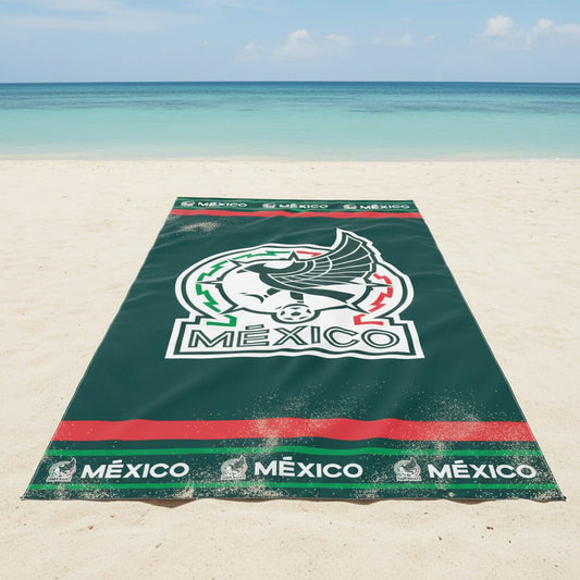 Soccer Seleccion Mexico Defender Beach Towel, 30x60" - Fan Trendz